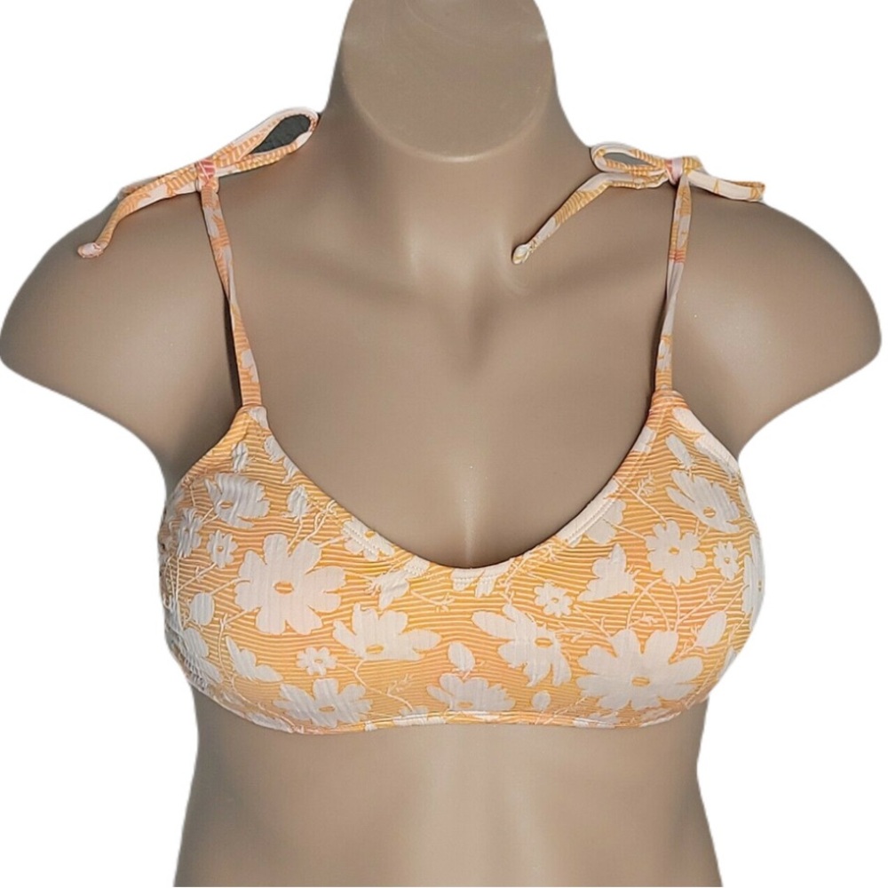 NWOT Xhilaration Orange White Floral Textured 2-PC Two Piece Convertible Bikini - Picture 2 of 16